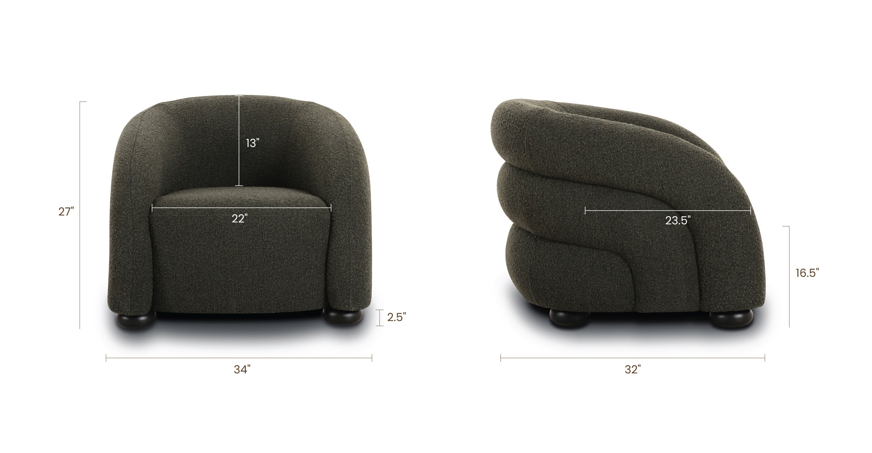 Volos Lounge Chair - Modern Comfortable Accent Chair for Living Room, Bedroom & Office - Perfect for Relaxing, Reading & Lounging
