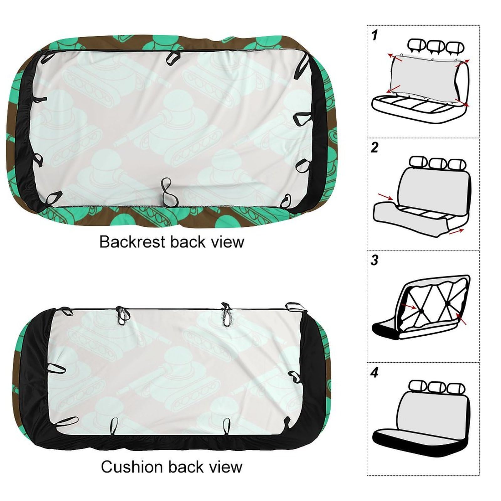 Universal Army Tanks Print Car Seat Covers - Waterproof Back Seat Protector 120x59x76cm for SUV, Sedan & Truck - Perfect for Military Enthusiasts & Outdoor Adventures