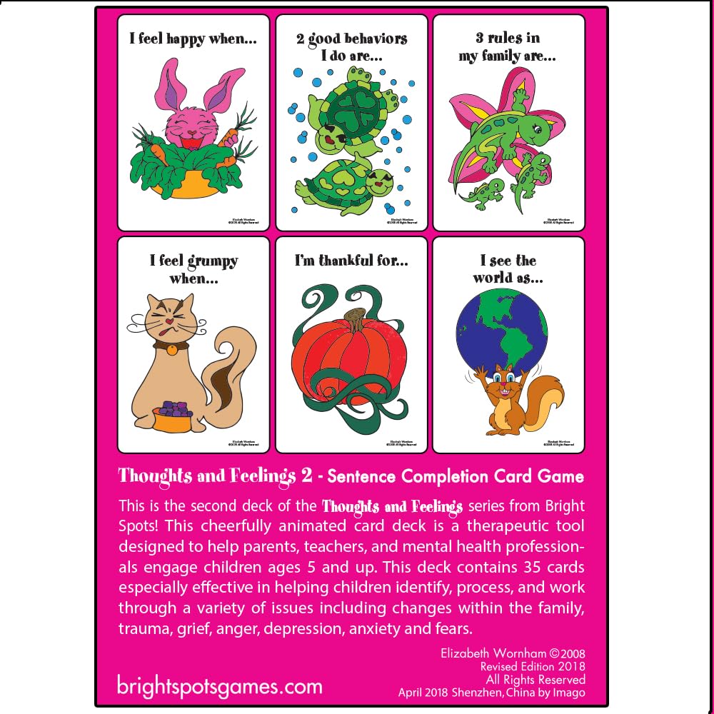 Bright Spots Thoughts & Feelings 2: Sentence Completion Therapy Card Game for Adults - Emotional Wellness, Self-Reflection & Group Counseling Activities