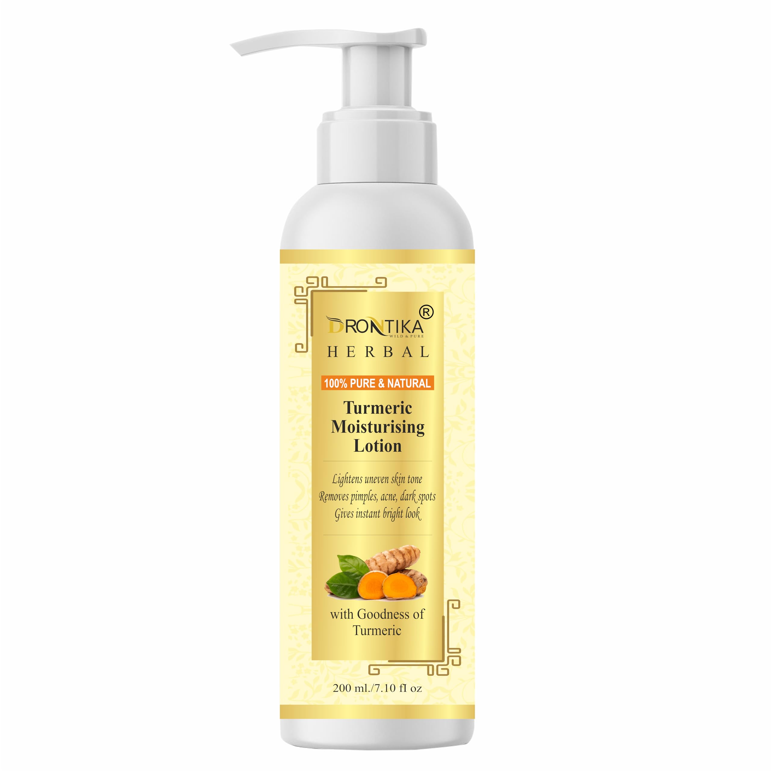 Drontika Wild & Pure Herbal Turmeric Moisturizing Ubtan Sunscreen Body Lotion SPF 30 with Turmeric & Saffron for Glowing Skin | Virgin Grade 1 Coconut Oil for Body & Hair Massage (200ml x 2) | Natural Skincare & Hair Care for Daily Hydration & Sun Protection