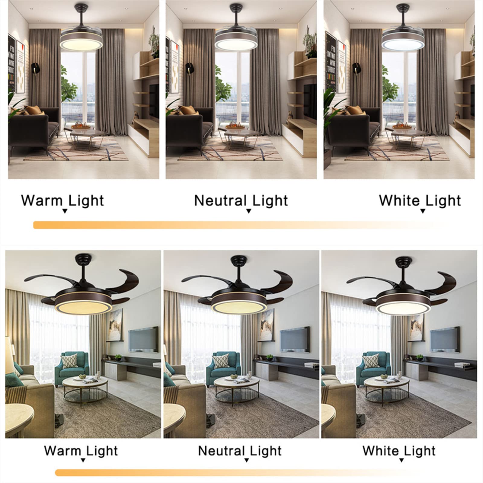 42 Inch LED Ceiling Fan with Lights and Remote Control - Modern Chandelier Fan for Bedroom, Dining Room, Living Room - 3 Speed, 3 Color Options - Perfect for Home Cooling and Stylish Lighting (Style 1)