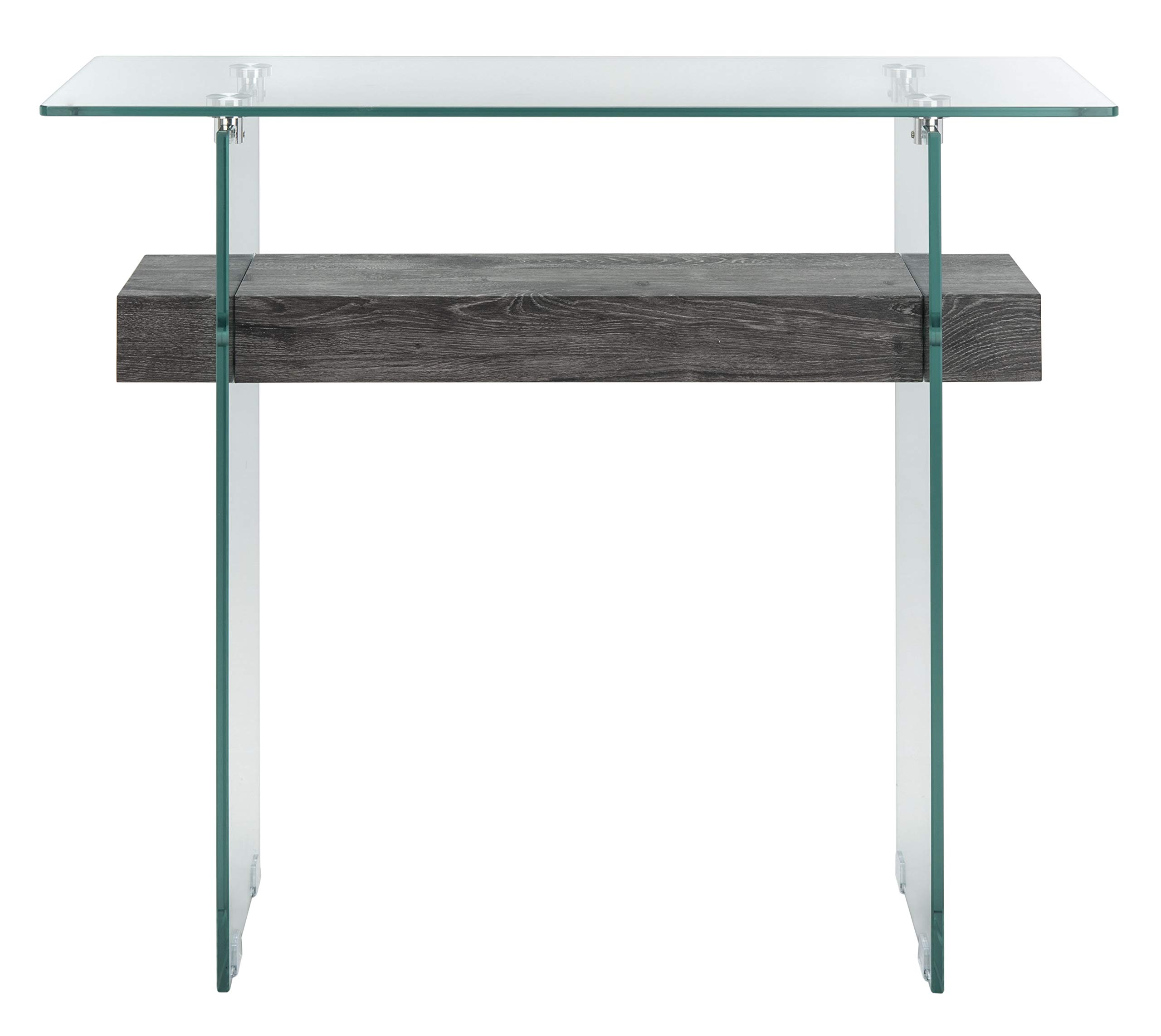Safavieh Kayley Modern Glass & Black Oak Console Table - Elegant Entryway, Living Room, or Hallway Furniture for Stylish Home Decor