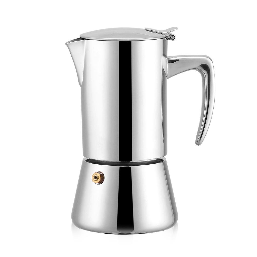 ASHATA 200ml Stainless Steel Moka Pot Espresso Coffee Maker - 3-Cup Stovetop Italian Coffee Brewer for Gas & Electric Stoves - Perfect for Home, Office, Camping & Gifts