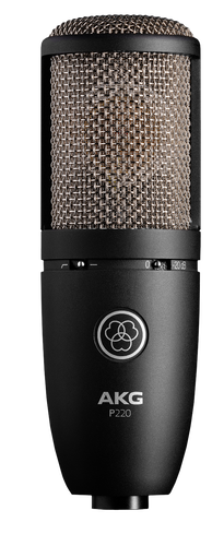 AKG P220 Professional Large Diaphragm Condenser Microphone - Studio Recording, Podcasting & Voice Over - High Sensitivity Cardioid Mic with Shock Mount & Pouch