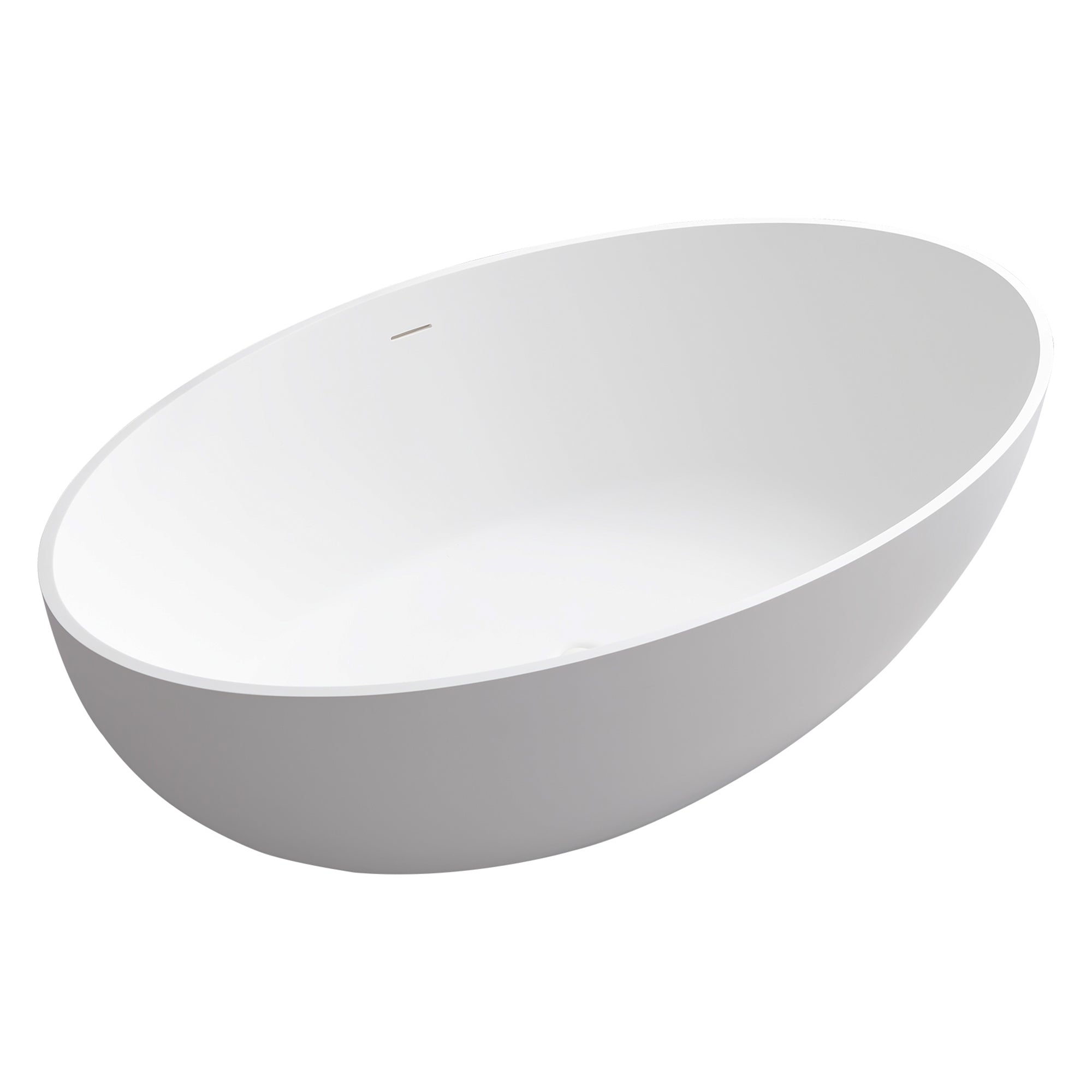 Cacciar 67 x 39 Inch Matte White Solid Surface Soaking Bathtub with Integrated Overflow & Drain - Perfect for Modern Bathrooms & Spa-Like Relaxation