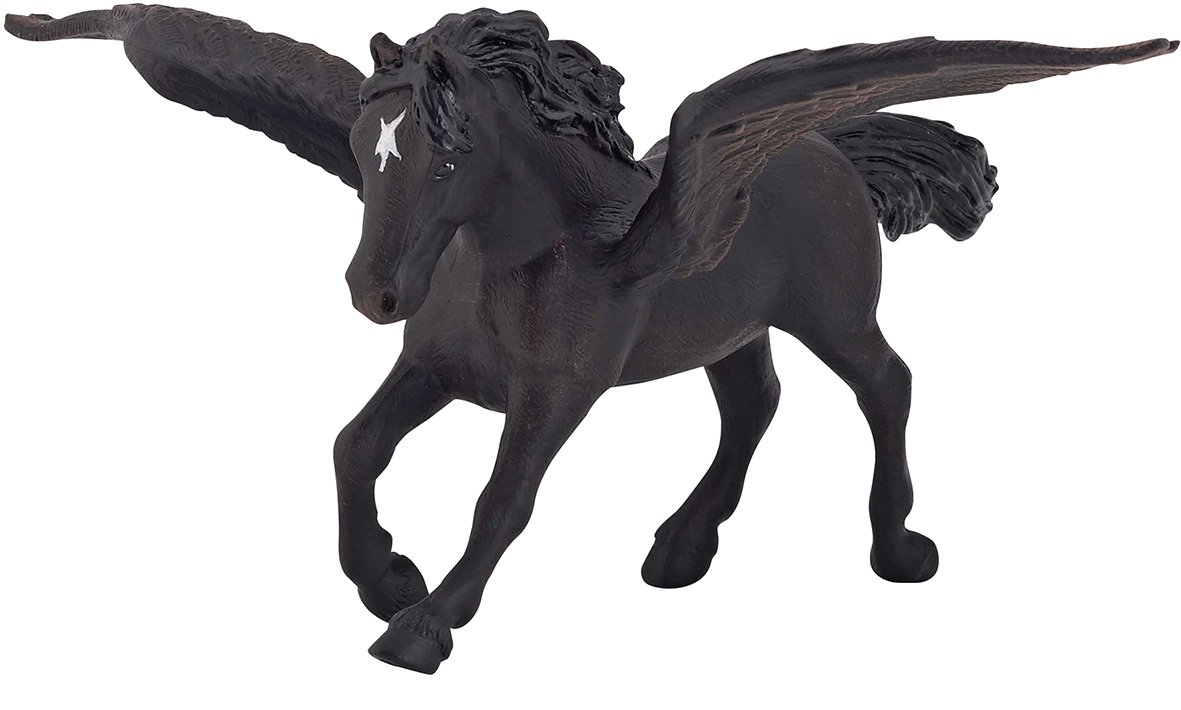 Papo Black Pegasus Toy Figure - Realistic Collectible Horse Statue for Kids & Adults - Perfect for Display, Gift, and Fantasy Play Scenes