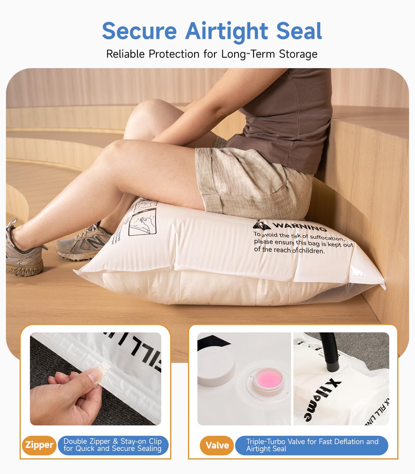 20 Pack Vacuum Storage Bags - 80% Space Saving Vacuum Seal Bags for Clothes, Bedding, Blankets & Comforters | Includes Travel Hand Pump (5 Jumbo+5L+5M+5S) | Perfect for Home Organization, Travel & Seasonal Storage