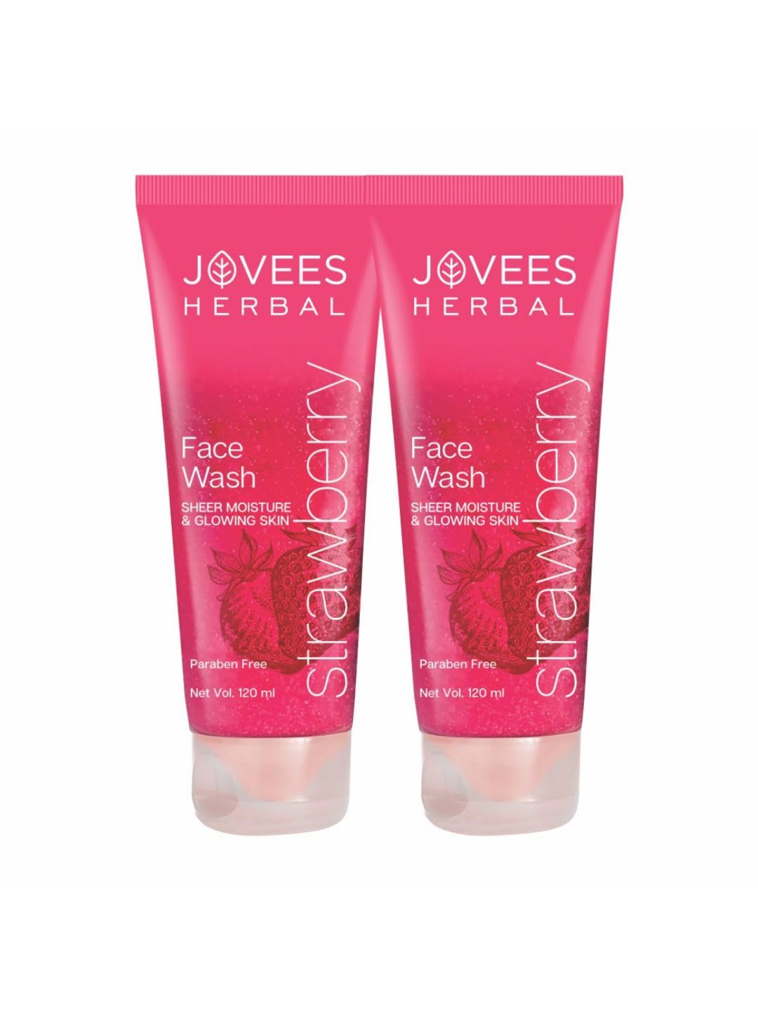 Jovees Herbal Strawberry Face Wash for Hydrated & Glowing Skin with Strawberry Extract | Gentle Cleanser Brightens Skin & Reduces Pigmentation | Normal to Dry Skin | 120ml (Pack of 2) | Daily Skincare Routine & Morning/Night Use