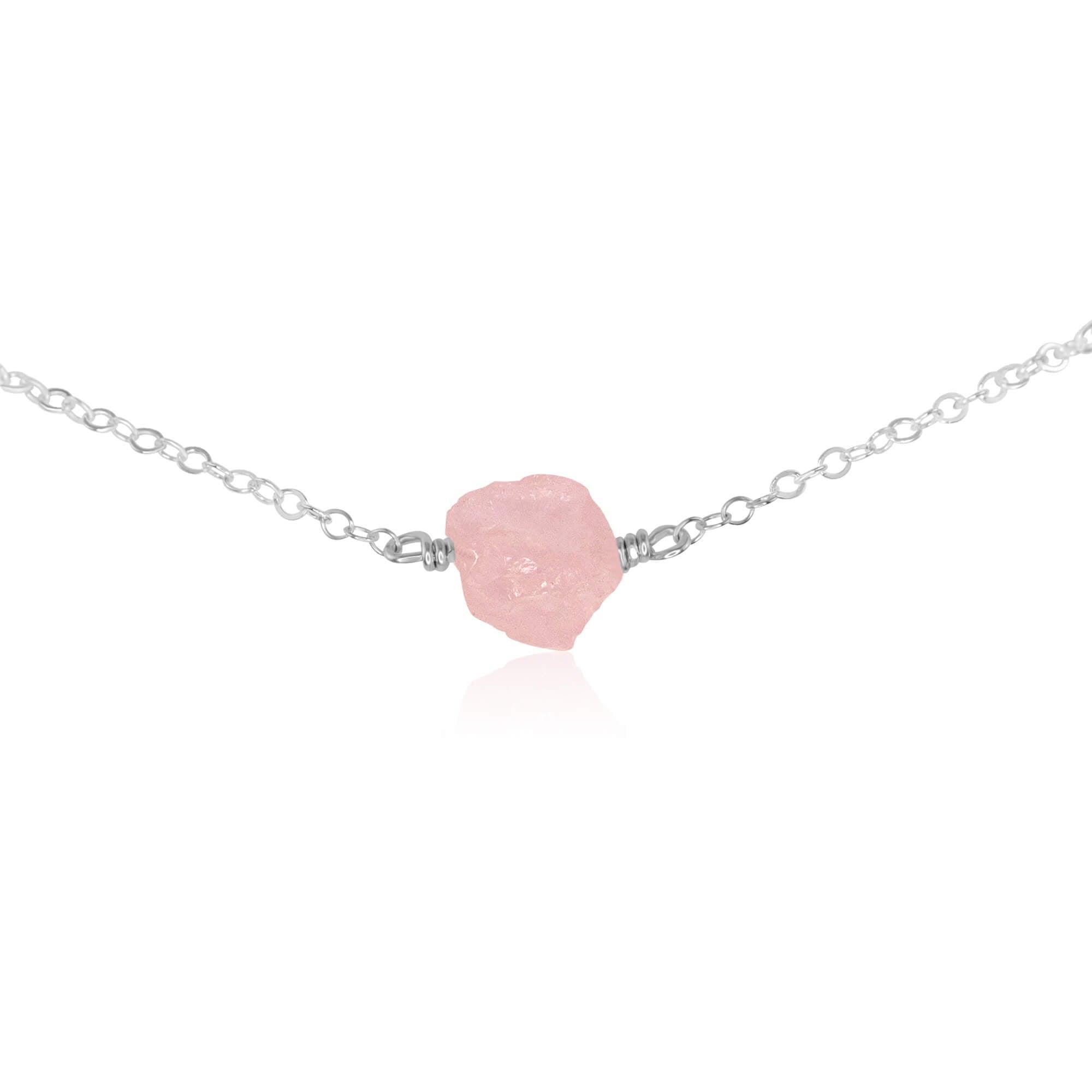 Raw Rose Quartz Crystal Nugget Choker Necklace - Natural Healing Stone Jewelry for Women, Spiritual Energy & Chakra Balancing - Perfect for Meditation, Yoga & Boho Fashion