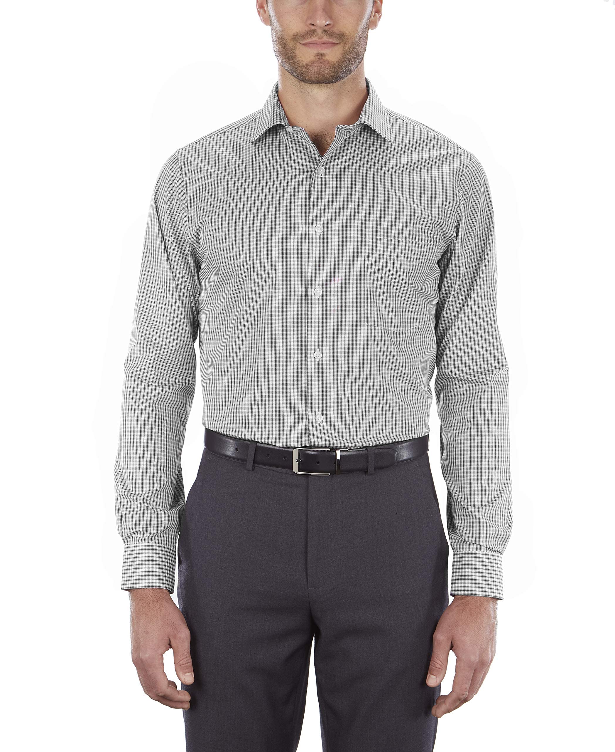 Van Heusen Men's Regular Fit Flex Collar Check Dress Shirt - Comfortable Office Wear & Business Casual Attire for Professional Men