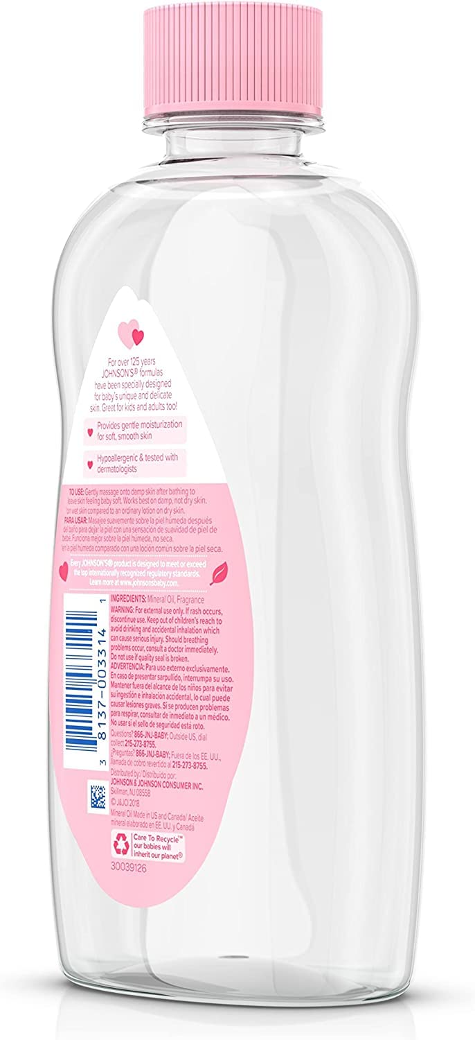Johnson's Baby Oil 14oz - 12 Pack for Baby Massage & Skin Care