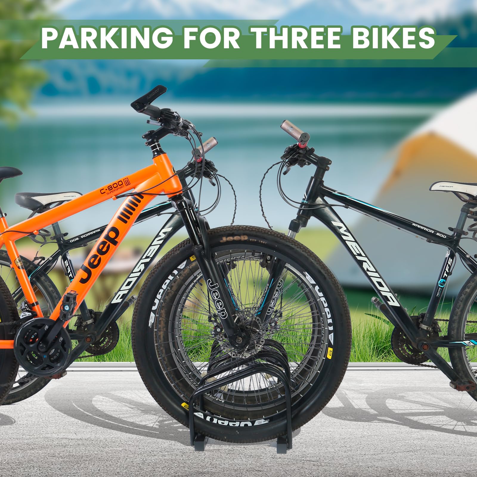 **Auwey Bike Floor Rack - Heavy Duty Bicycle Parking Stand for Mountain & Road Bikes - Fits 22-28
