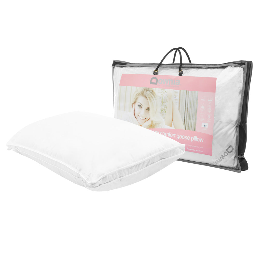 Premium Down & Feather Medium Profile Pillow - Ultra Soft & Supportive for Side Sleepers - Perfect for Bedroom, Guest Room & Travel Use