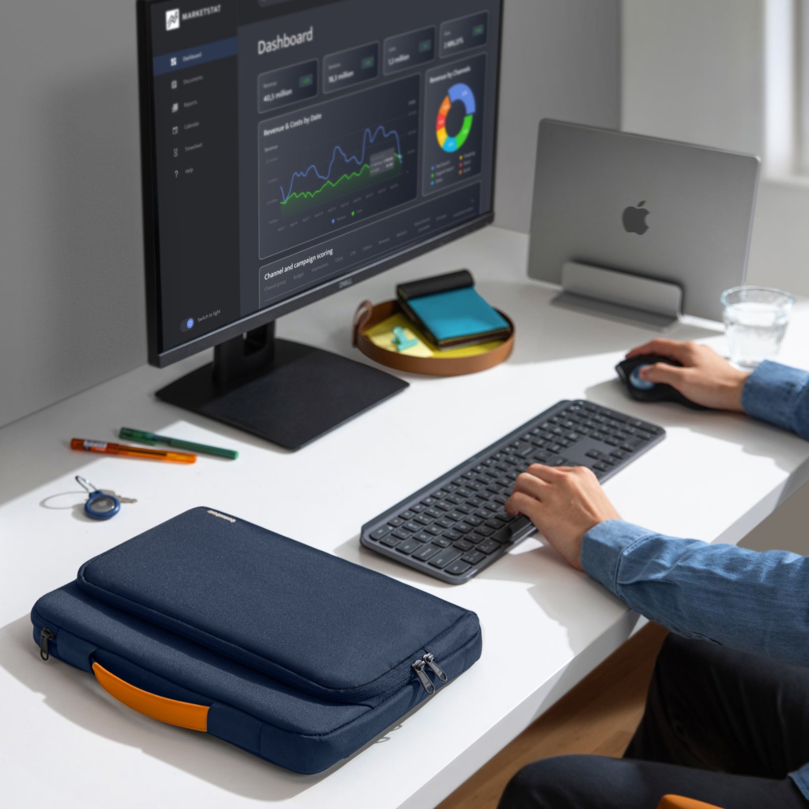 Defender A14 Laptop Briefcase for 15 inch MacBook Air - Waterproof Business Laptop Bag with Padded Protection, Perfect for Office, Travel & Commuting