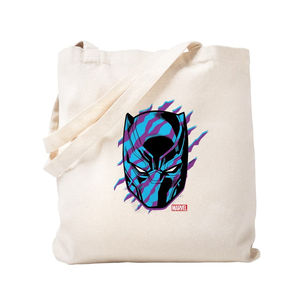 Black Panther Mask Scratch Tote Bag - Natural Canvas Reusable Shopping Bag for Groceries, Beach, Work & Travel | Eco-Friendly Cotton Tote with Unique Design