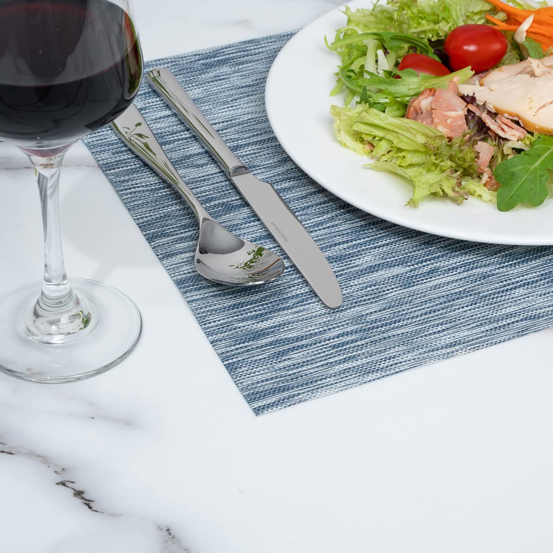 Premium 16x12 Inch Woven Vinyl Placemats Set of 6 - Stain-Resistant, Easy Clean Rectangle Table Mats for Dining Room & Restaurants | Elegant Gray Home Decor for Everyday Meals & Dinner Parties