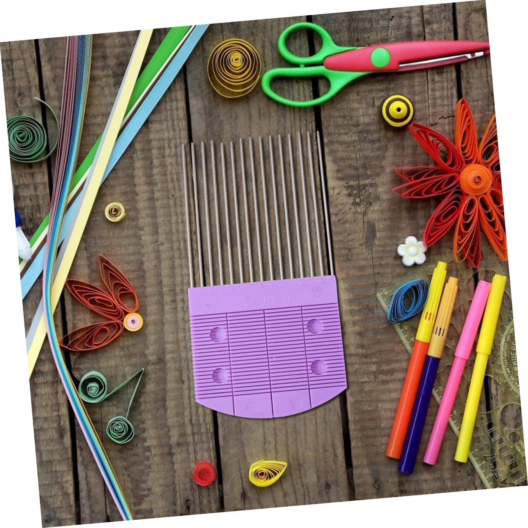 6-Piece DIY Quilling Tools Set - Paper Craft Combs, Crimper Pins, Weaving Supplies for Scrapbooking, Card Making & Home Decor (Purple)