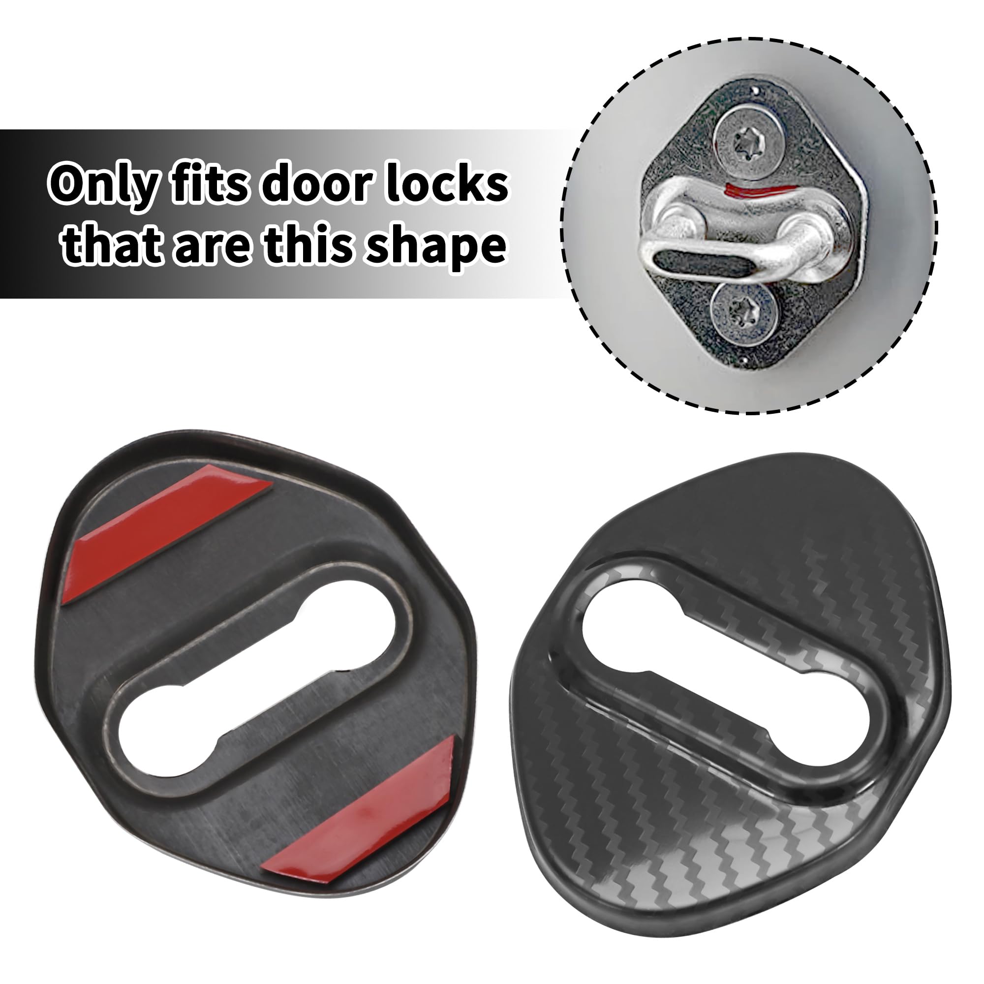 4pcs Stainless Steel Car Door Lock Latches Cover for Honda Accord Civic CR-V XR-V HR-V UR-V Odyssey Crosstour Pilot Vezel - Carbon Fiber Style Auto Accessories - Prevent Scratches & Theft for Daily Driving & Parking