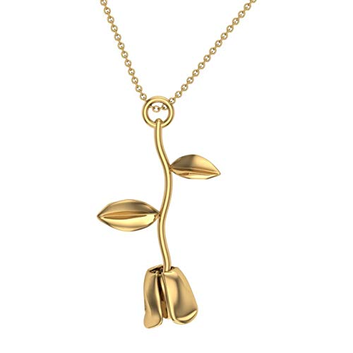 14K/18K White, Rose & Yellow Gold Rose Petal Pendant Necklace for Women - Elegant Designer Jewelry Gift for Her | Perfect for Anniversaries, Birthdays & Special Occasions