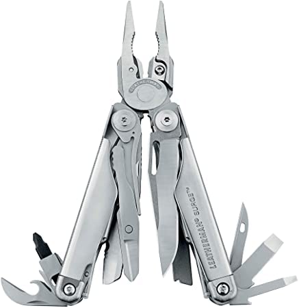 LEATHERMAN Surge Heavy Duty Multitool - Premium Stainless Steel with Replaceable Wire Cutters & Spring-Action Scissors | Includes Nylon Sheath & Bit Driver Extender | Perfect for Camping, Hiking, Survival & DIY Projects
