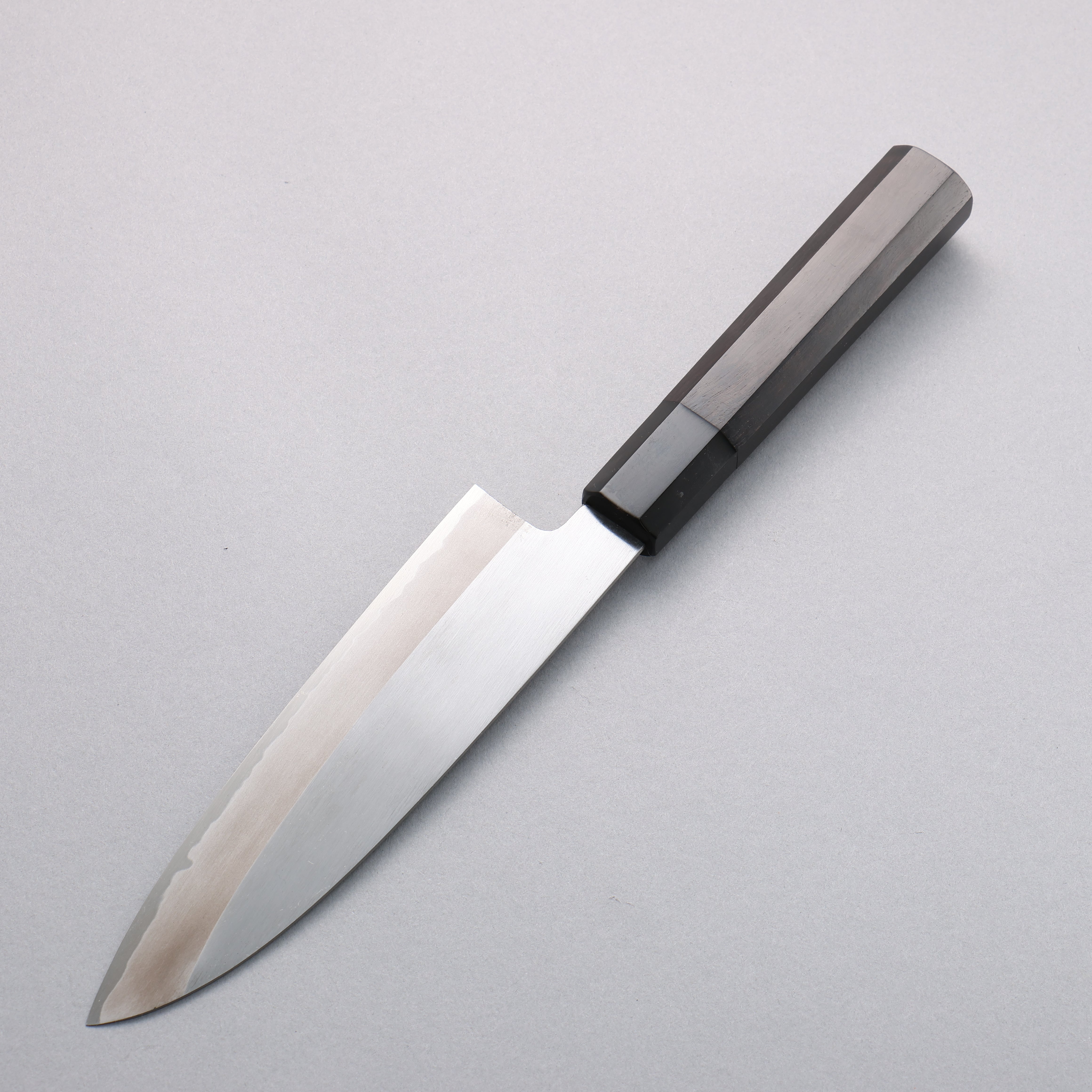 Premium Minamoto Akitada No.2 Blue Steel Santoku Knife 180mm with Ebony Wood Handle - Japanese Kitchen Knife for Professional Chefs & Home Cooking, Perfect for Slicing, Dicing, and Chopping Vegetables, Meat, and Fish