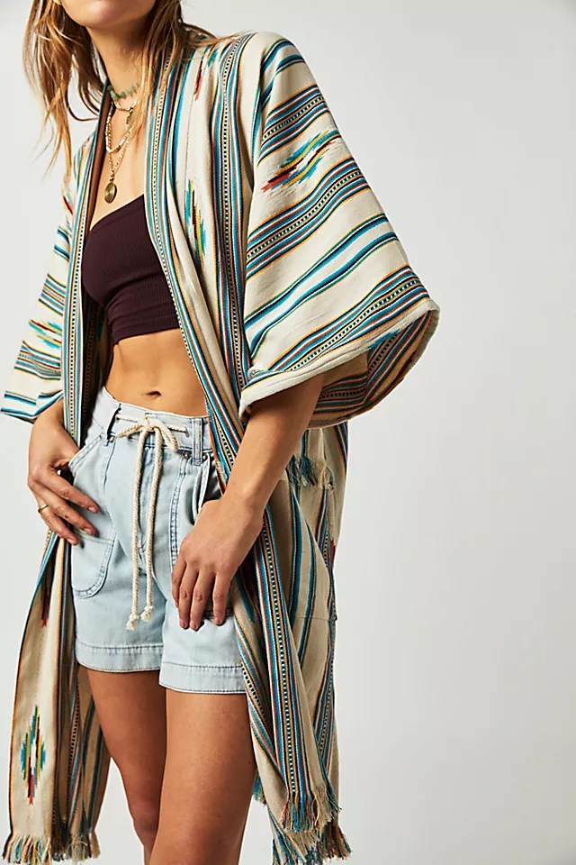 Stylish Ikat Striped Jacket for Women - Lightweight Spring/Summer Cover-Up - Perfect for Beach, Vacation & Casual Outings