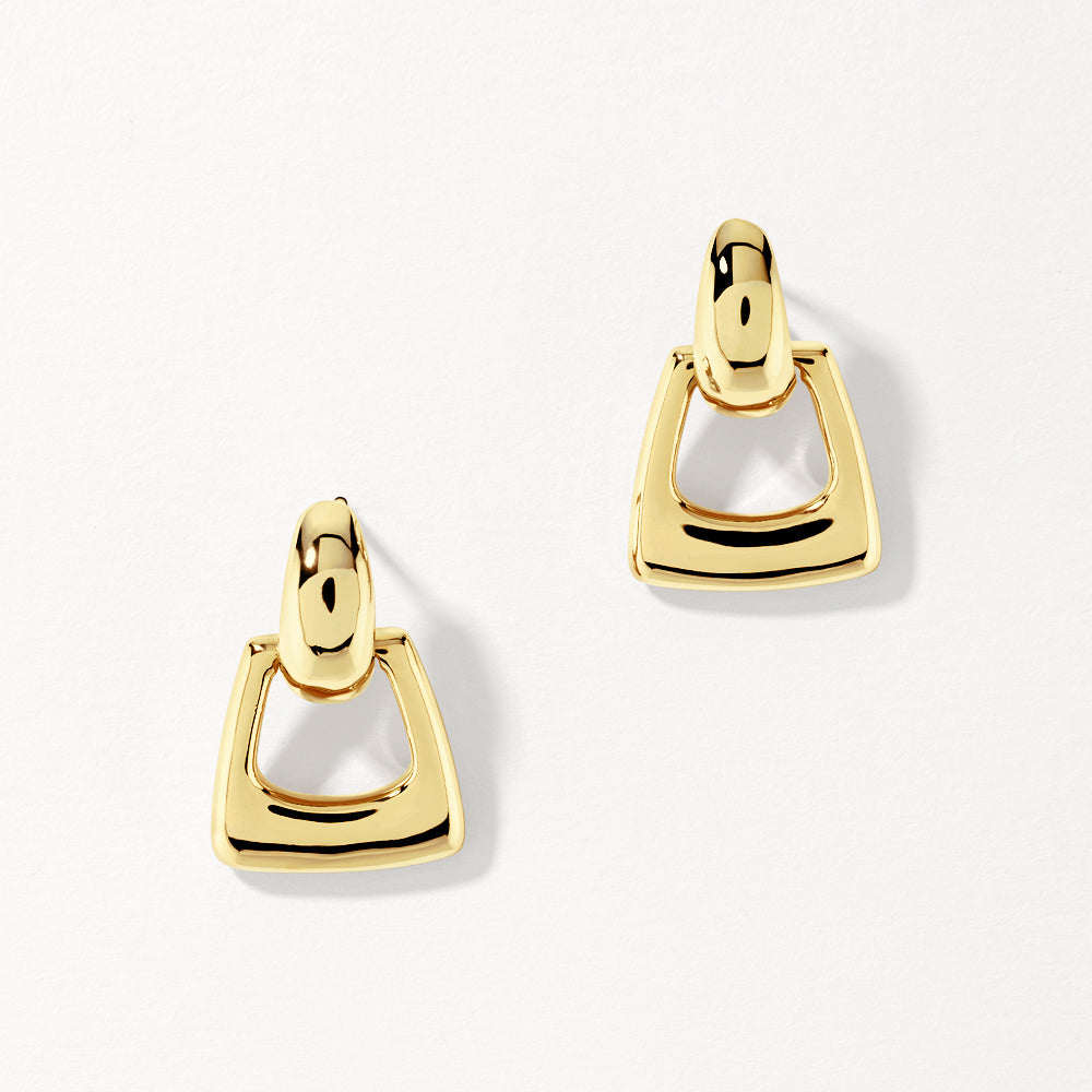 Gold Hoop Stud Earrings with Doorknocker Design - Elegant Dangle Earrings for Women, Perfect for Parties, Weddings & Everyday Wear