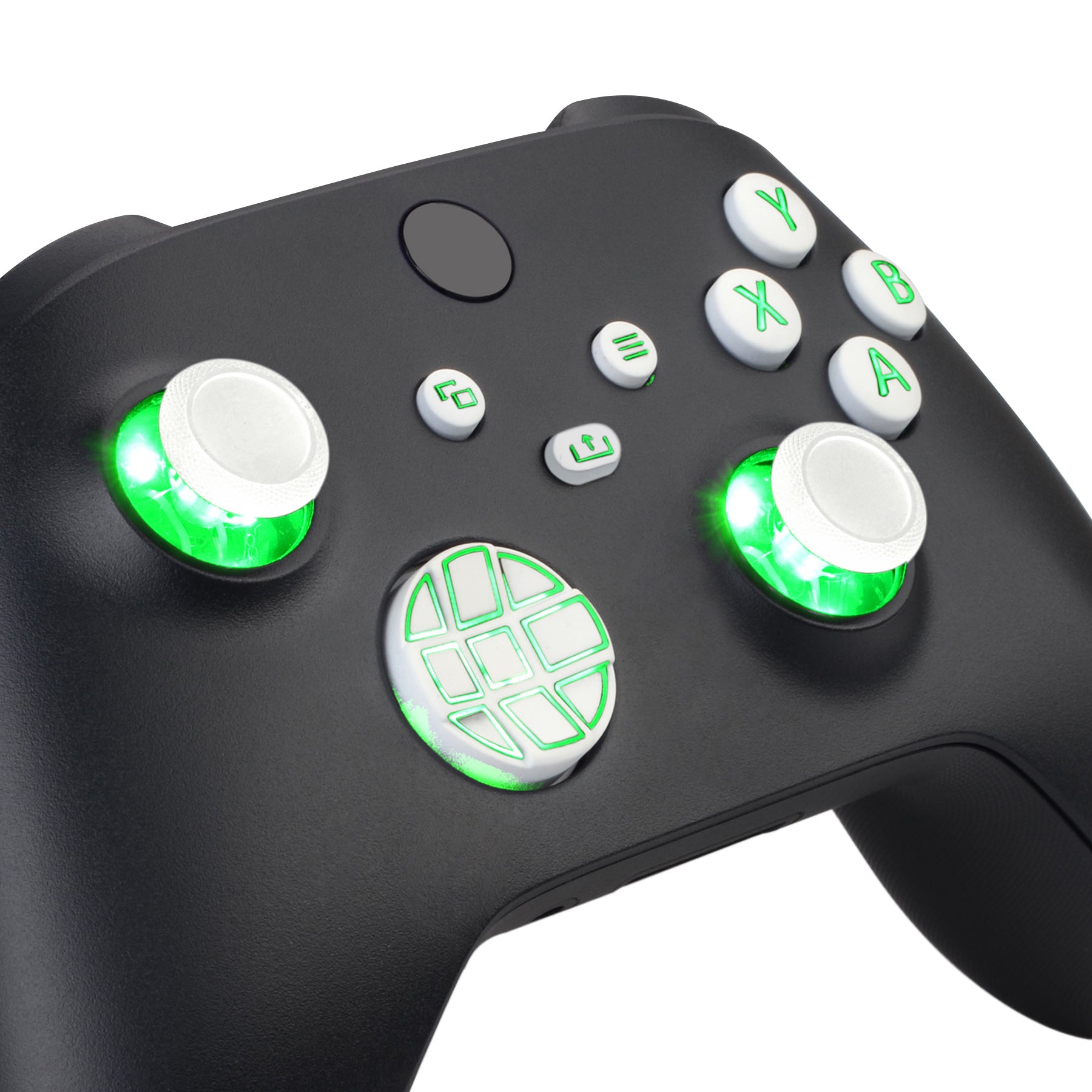 eXtremeRate LED Illuminated D-Pad & Thumbsticks Button Kit for Xbox Series X/S Controller - White Classic Symbols with Multi-Color Lighting (Model 1914 X3LED06M3) - Perfect for Gaming in Low Light & Custom Controller Mods