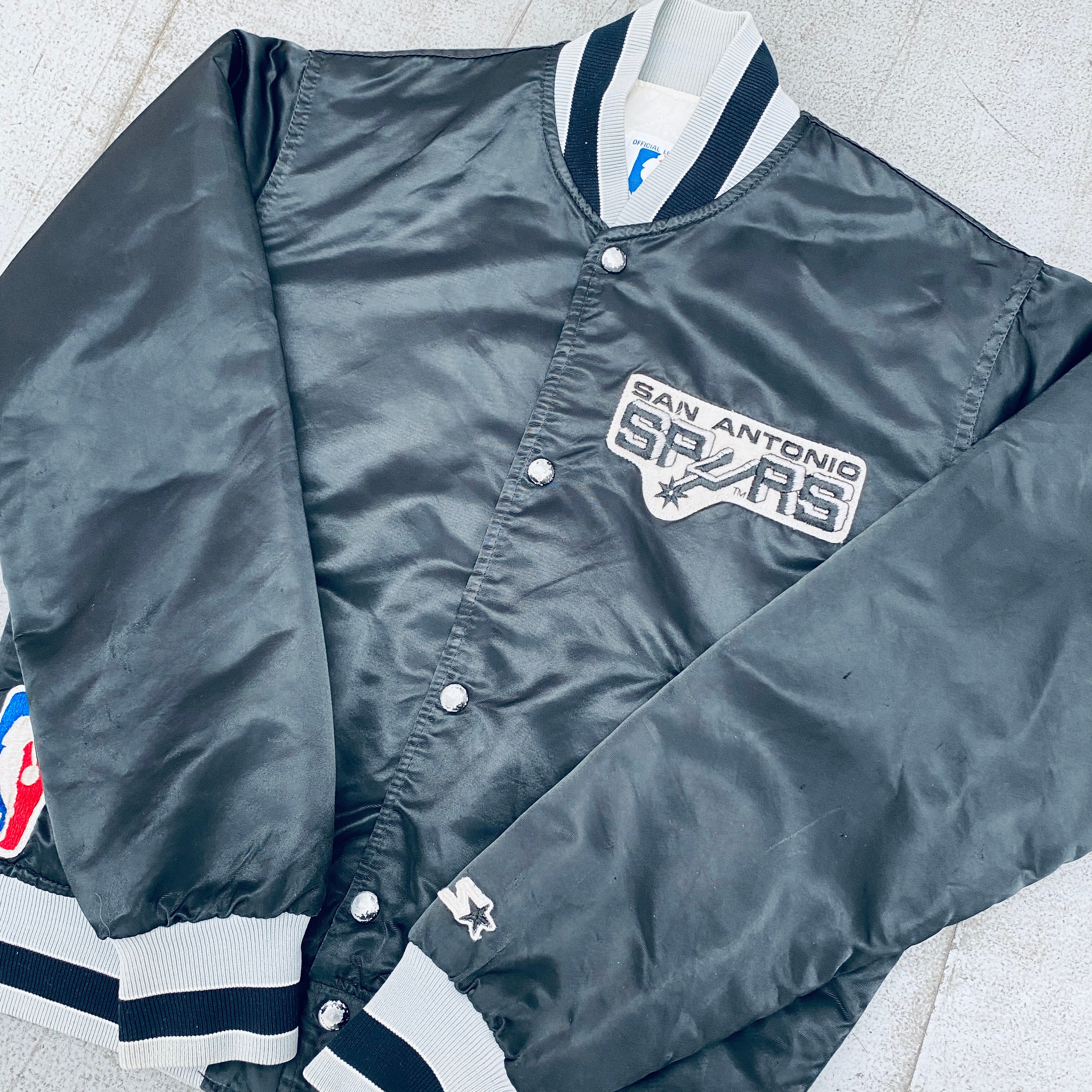 Vintage 1980s San Antonio Spurs Satin Starter Bomber Jacket - Men's Small - Retro NBA Basketball Fan Apparel for Game Day & Streetwear Fashion