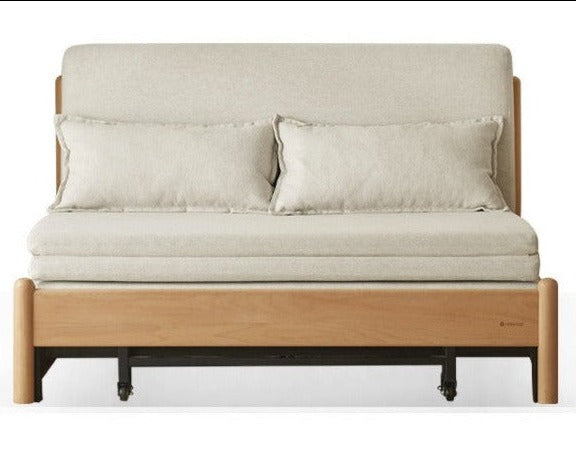 Solid Beech Wood Sofa Bed - Convertible Sleeper Sofa for Small Spaces, Guest Room & Living Room - Comfortable & Space-Saving Furniture