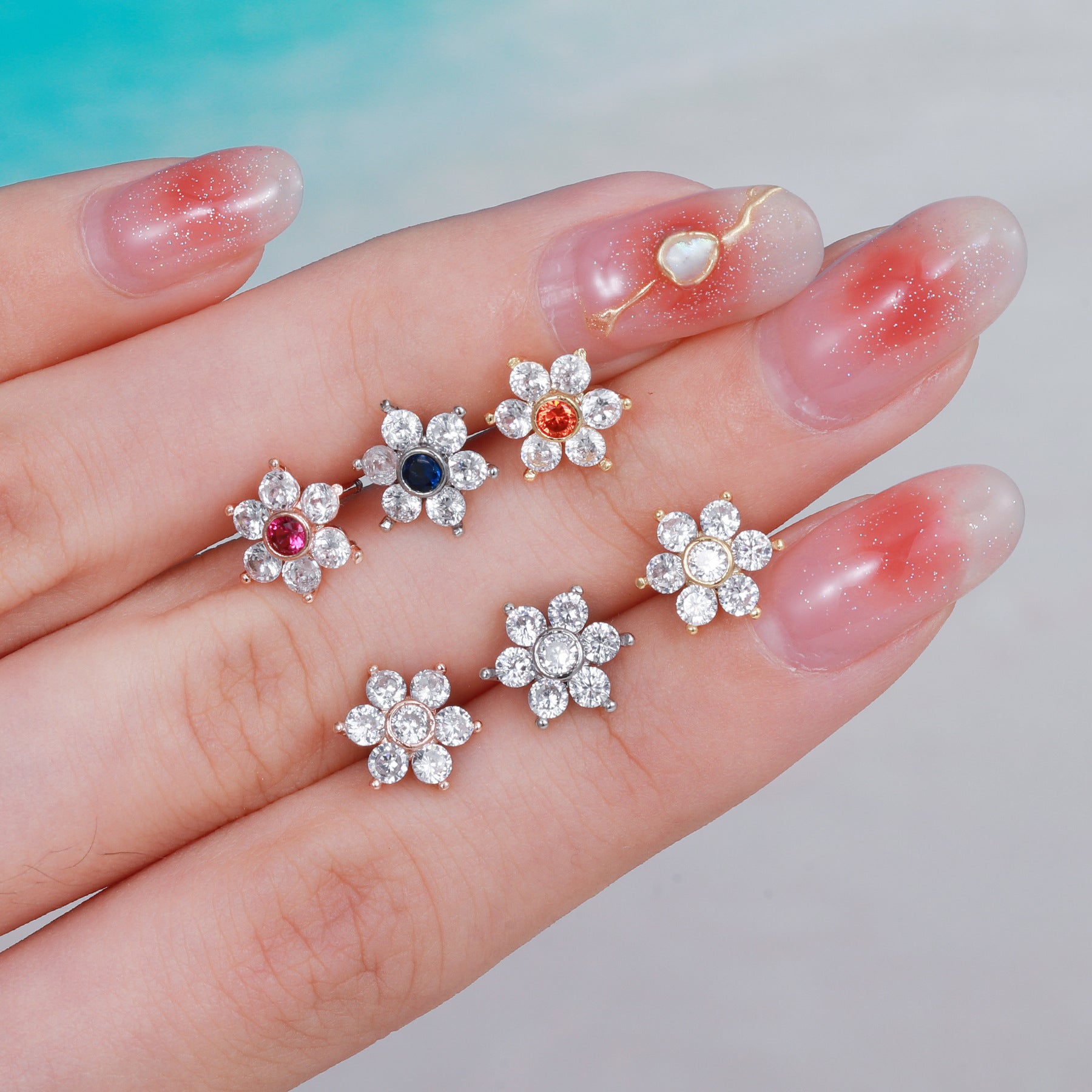 20G Cartilage Flower Stud Earrings, CZ Conch Stud Earrings, Dainty Gold Stud Earrings for Women | EGD0532 | Perfect for Everyday Wear, Parties & Gifts