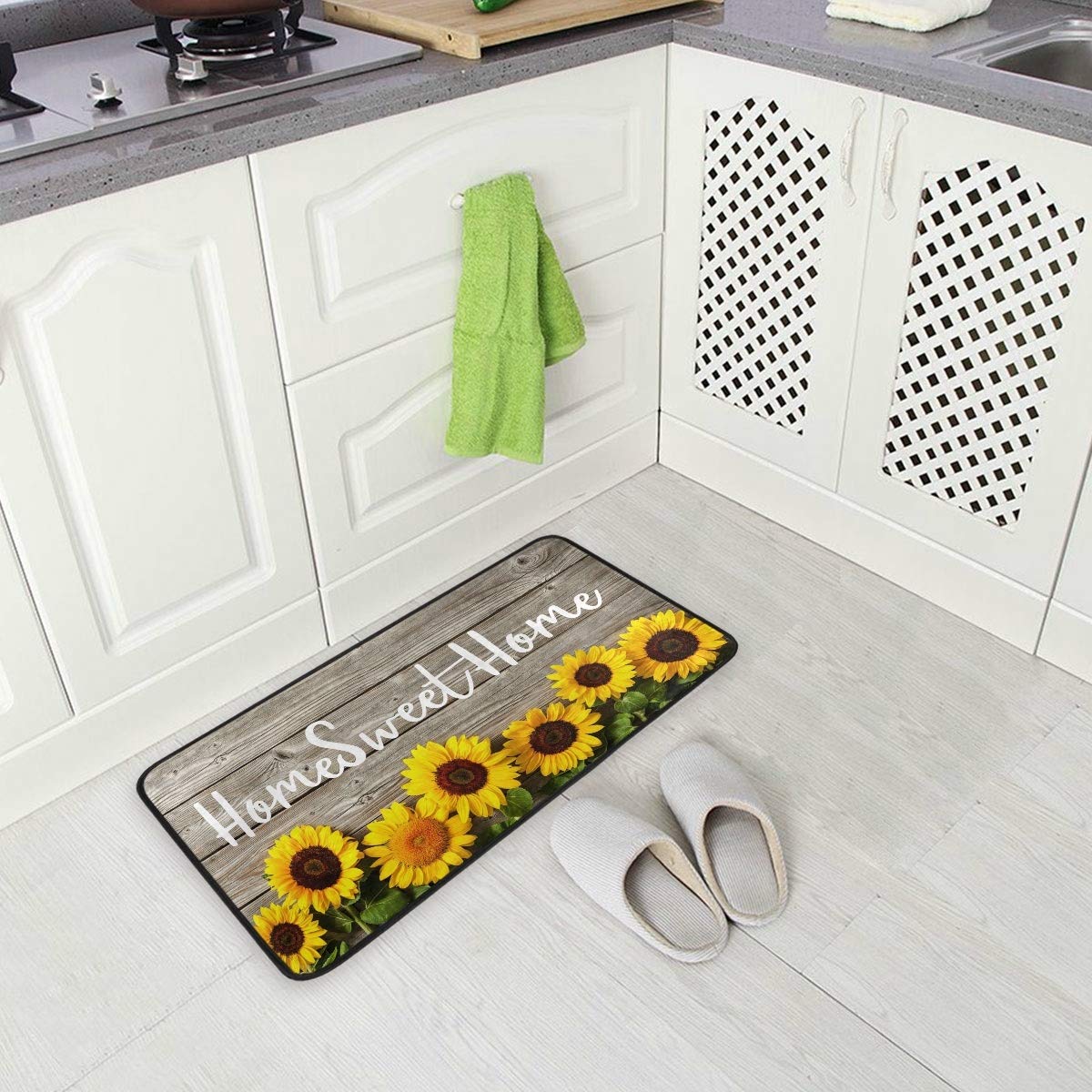 Non-Slip Sunflower Kitchen Rug - Washable 20x39 Inch Farmhouse Floor Mat for Home Decor, Cushioned Comfort & Safety - Perfect for Kitchens, Entryways, and Laundry Rooms
