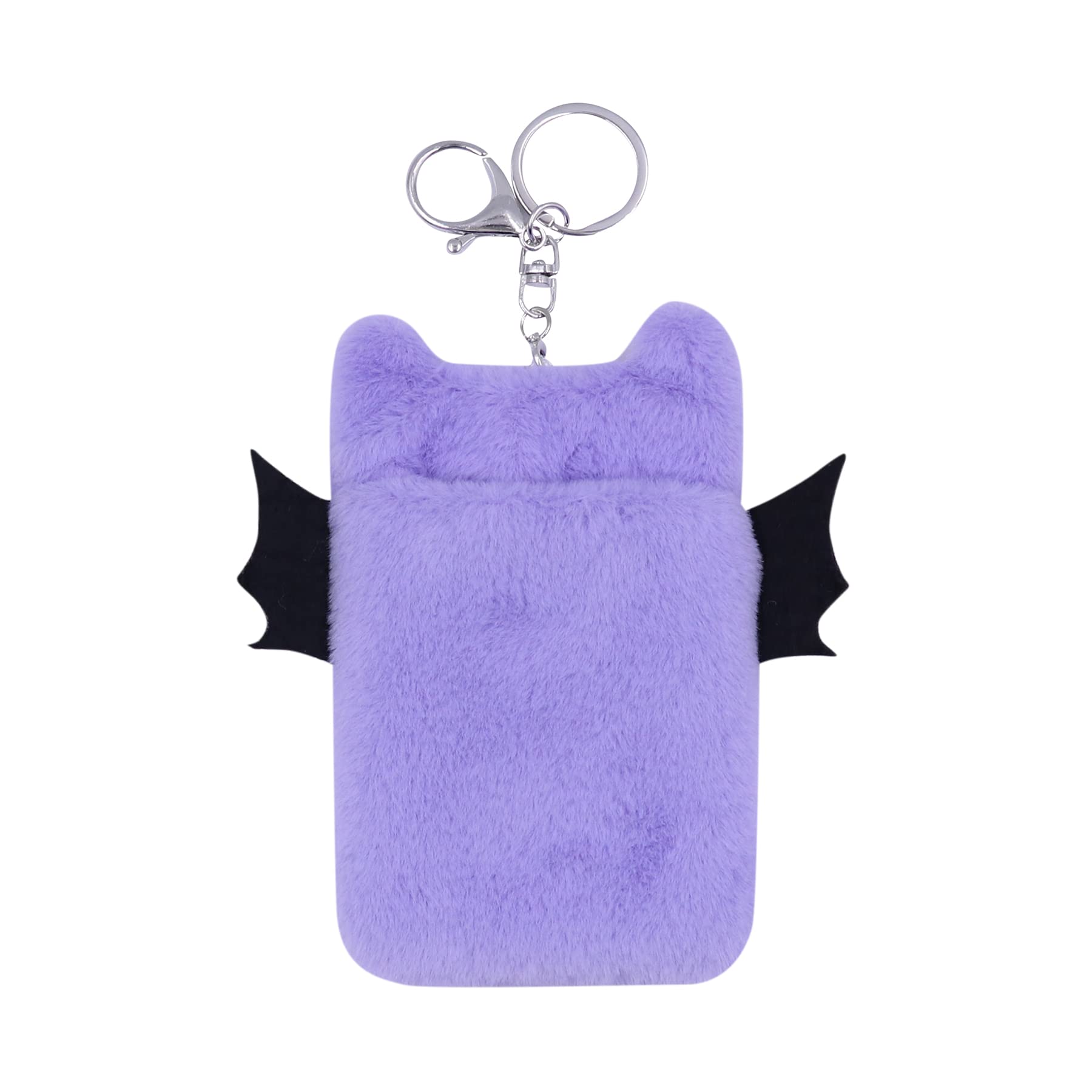 Cute Fuzzy Plush Kpop Photocard Holder with Keychain - Animal Wings Photo Sleeve for Bank ID, Credit Cards & Stationery - Perfect for Kpop Fans, Collectors & Gift Giving