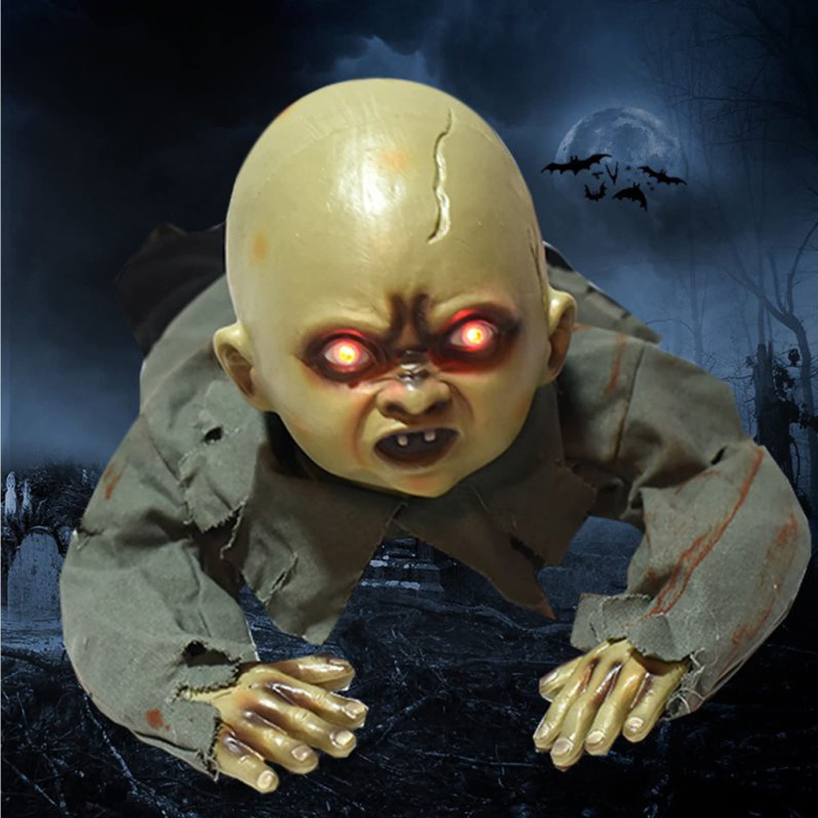 Animated Crawling Baby Zombie Doll - Scary Ghost Baby Prop for Halloween Haunted House Decor - Perfect for Spooky Party, Haunted Yard Display & Horror Movie Set Decoration