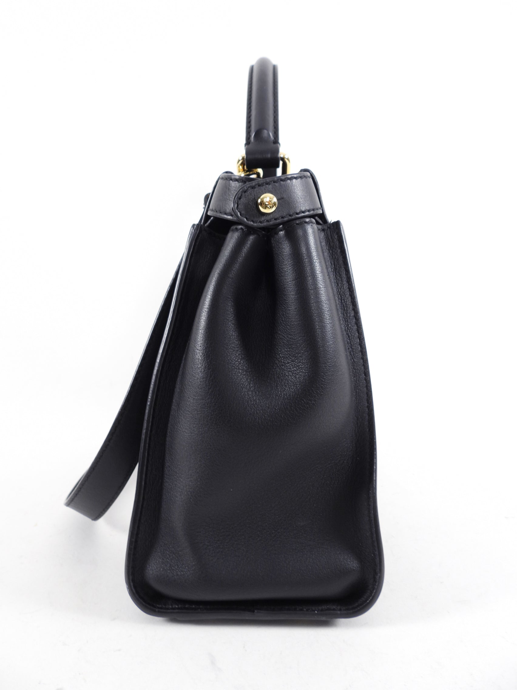 Fendi Black Leather Peekaboo Medium Two-Way Shoulder Bag - Luxury Handbag for Women, Perfect for Work, Travel & Evening Events