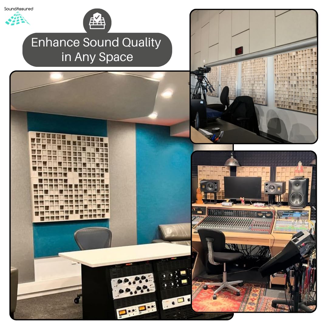 Premium Wood Acoustic Diffuser Panel - Natural Sound Absorption & Echo Reduction for Home Studios, Theaters & Offices - Handcrafted Wooden Sound Panels for Professional Audio Control