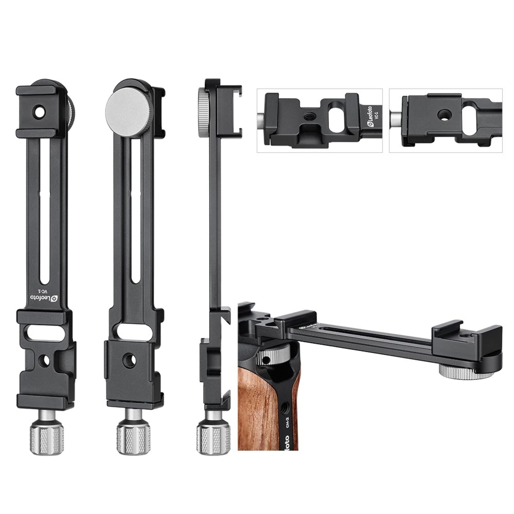 LEOFOTO VC-1 Smartphone Video Kit with Rosewood Handle - Universal Smartphone Clamp, Cold Shoe Mount & Arca/RRS Compatible Rail Clamp for Vlogging, YouTube Videos & Mobile Photography