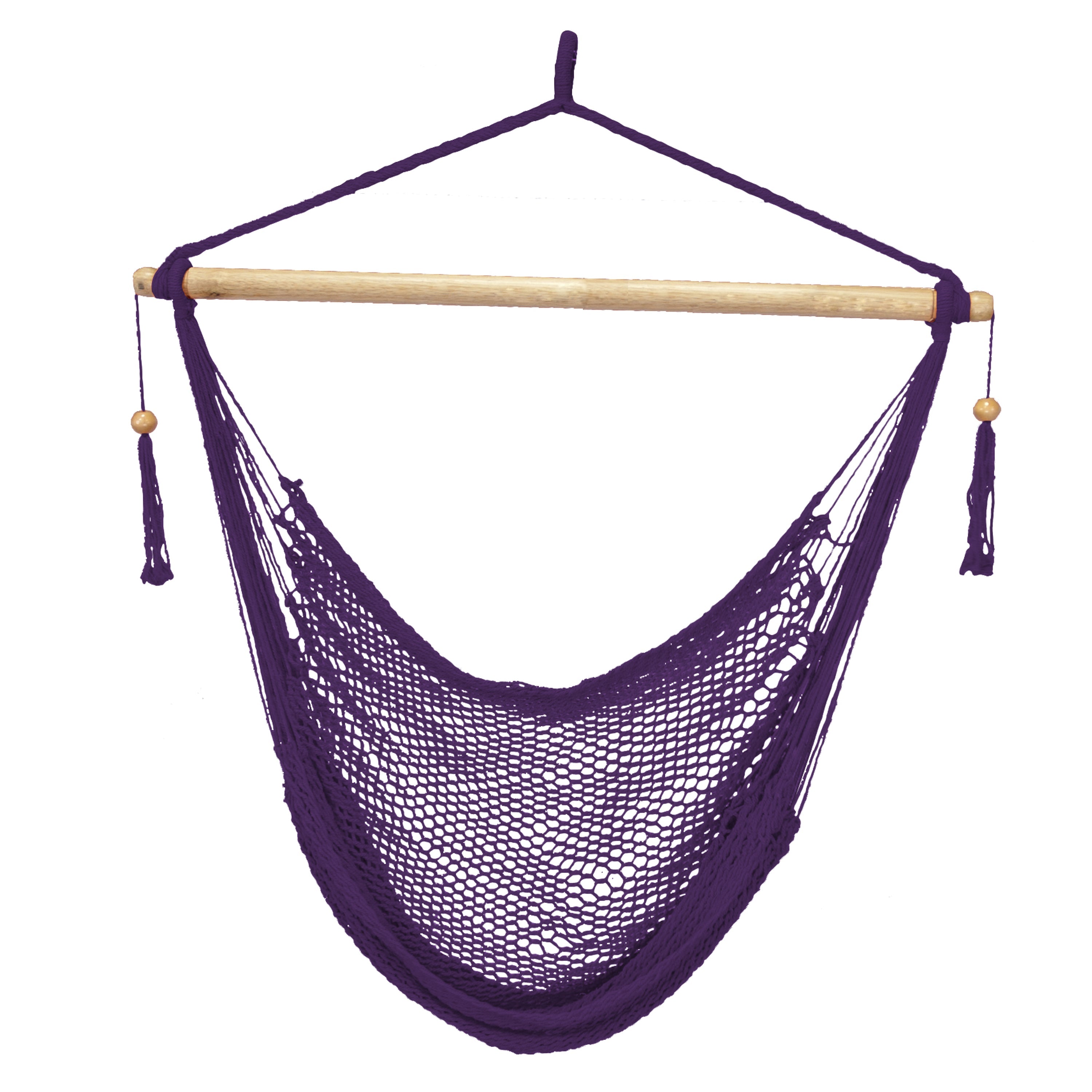 Bliss Hammocks BHC 412PR Island Rope Hammock Chair with Spreader Bar & Hanging Hardware - 40 Inch Wide, 265 lb Weight Capacity (Purple) - Perfect for Porch, Patio, Backyard & Indoor Relaxation
