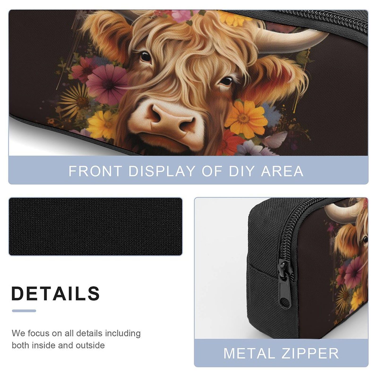 Highland Cow 3-Piece Laptop Backpack Set - 17 Inch School Backpack with Insulated Lunch Bag & Pencil Case for College Students, Office Work & Travel | Durable Bookbag for Daily Commute, Campus Life & Business Trips
