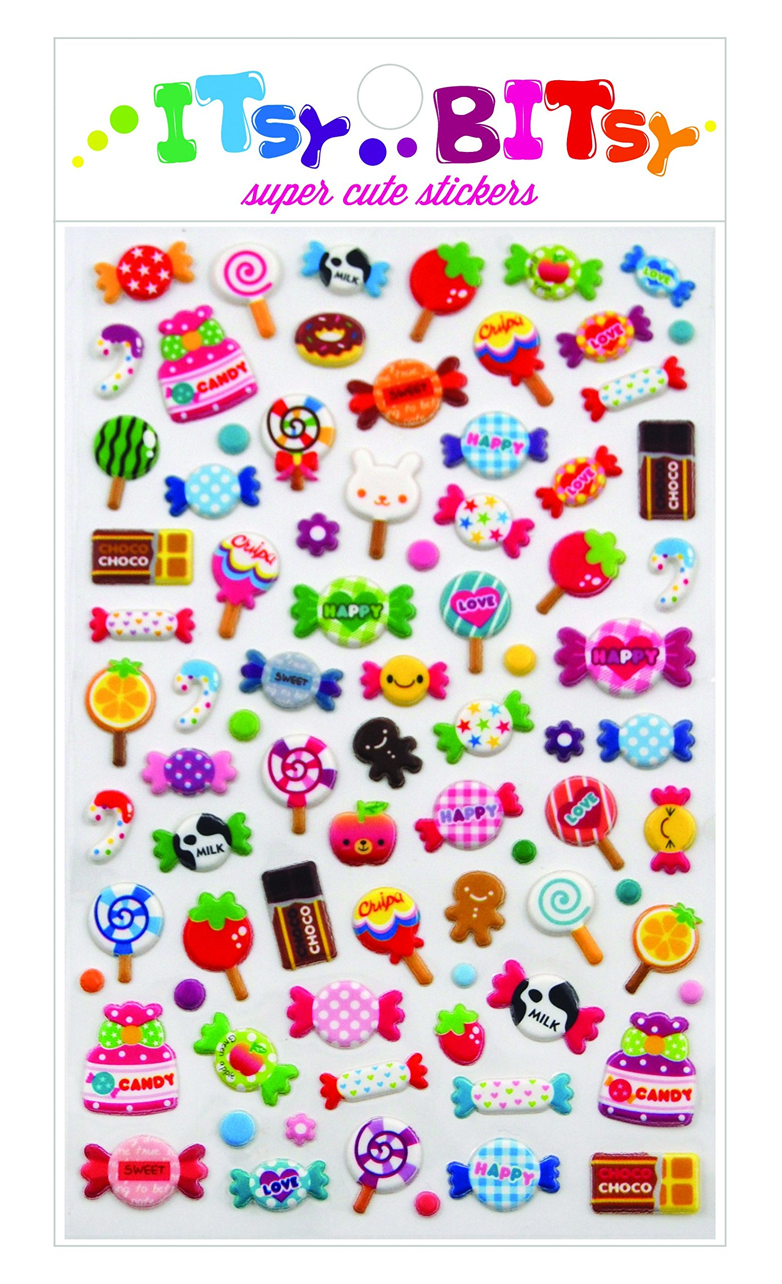 Itsy Bitsy Stickers for Candy Time - Fun Decorative Stickers for Scrapbooking, DIY Crafts, and Party Favors