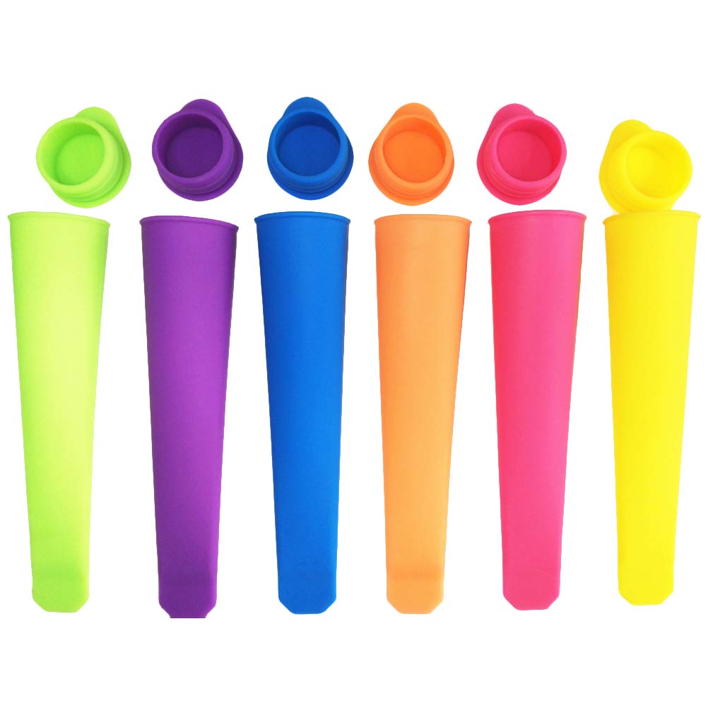 DOITOOL 6pcs Silicone Popsicle Molds - DIY Ice Cream Maker Kit, Reusable Handheld Ice Pop Molds for Homemade Frozen Treats - BPA-Free Kitchen Accessories (Mixed Colors) - Perfect for Summer Parties, Kids Snacks & Family Fun