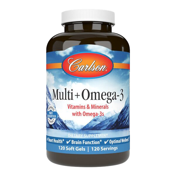 Carlson Labs Multi + Omega 3 Supplement - 120 Softgels for Heart, Brain & Joint Health - Daily Essential Vitamins for Adults & Seniors