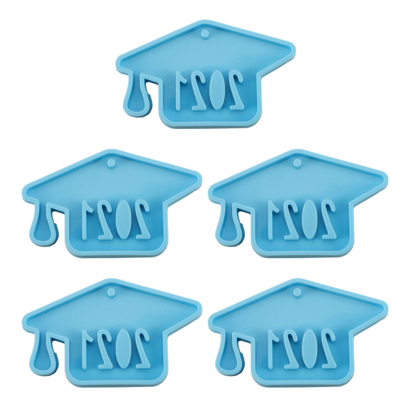 VALICLUD 5Pcs Silicone Gumdrop Mold Set - Fondant Molds, Resin Keychain Molds, Graduation Hat Molds for DIY Crafts - Perfect for Cake Decorating, Jewelry Making, and Resin Ornaments (2021 Collection)