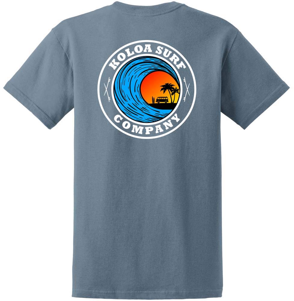 Koloa Surf Men's Dusk Logo Heavyweight Cotton T-Shirt - Regular, Big & Tall Sizes - Casual Wear, Beach Outfits & Surfing Lifestyle
