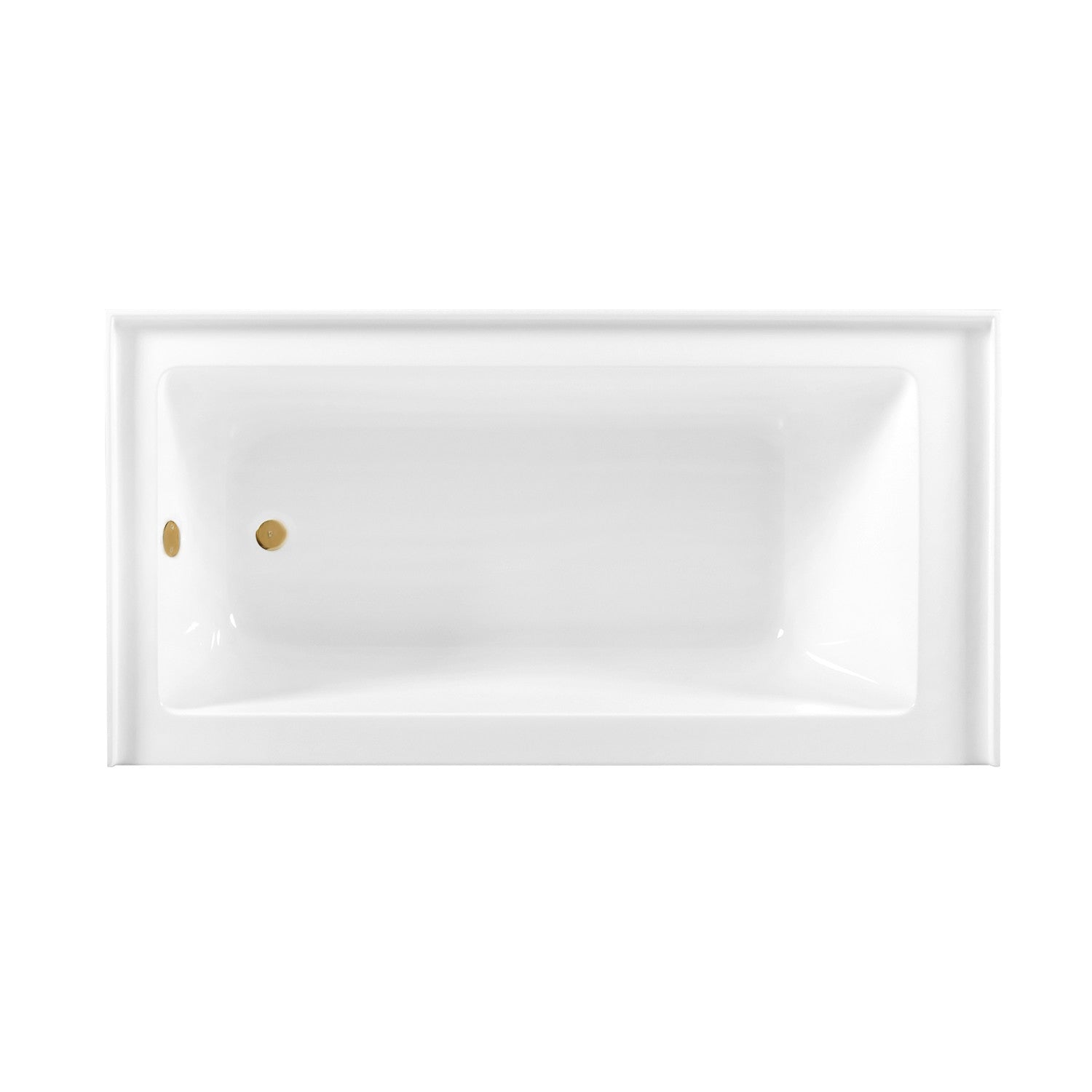 Aqua Eden 60-Inch Acrylic Rectangular 3-Wall Alcove Bathtub - Left Hand Drain, Glossy White with Brushed Brass Trim | Perfect for Modern Bathroom Renovations & Spa-Like Retreats