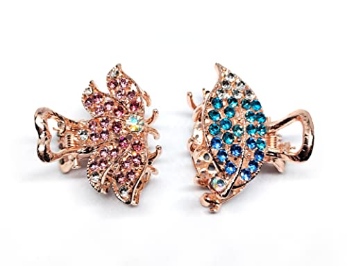 Trendsetter Pack of 2 Golden Hair Claw Clips for Women & Girls - Small Half Up Hair Clutch Clamps, Fashion Hair Accessories for Parties, Weddings & Everyday Styling