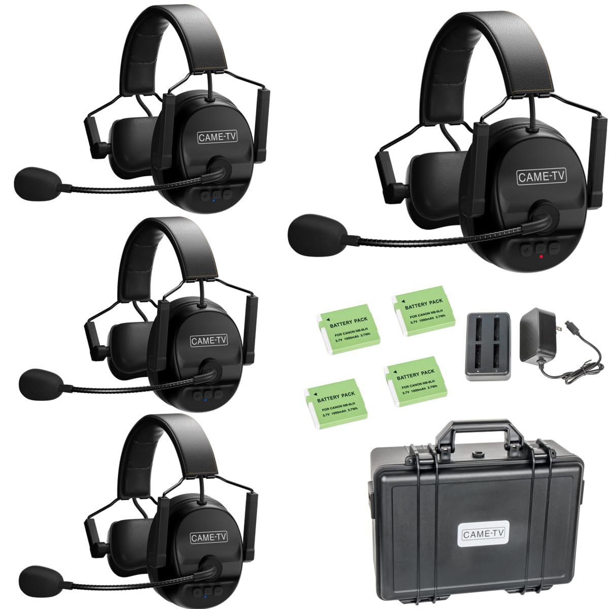 Came-TV Kuminik8 1.9GHz Wireless Headset System - Noise Cancelling, Zero Latency, Full Duplex 4-Person Communication for Teamwork - Ideal for Church Services, Boating, TV/Film Production, Drone Piloting & Outdoor Activities