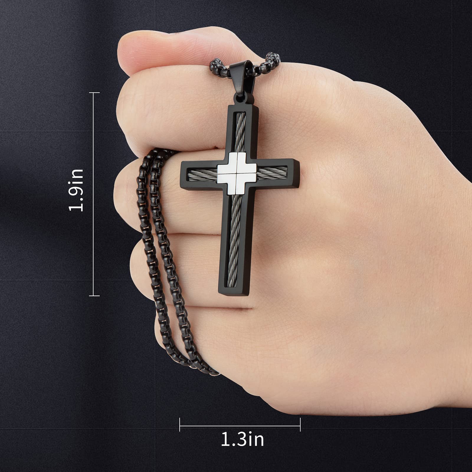 Black Cross Pendant Car Rearview Mirror Hanging Charm - Religious Truck Auto Accessory for Men & Women - Perfect for Daily Commute, Road Trips & Spiritual Protection