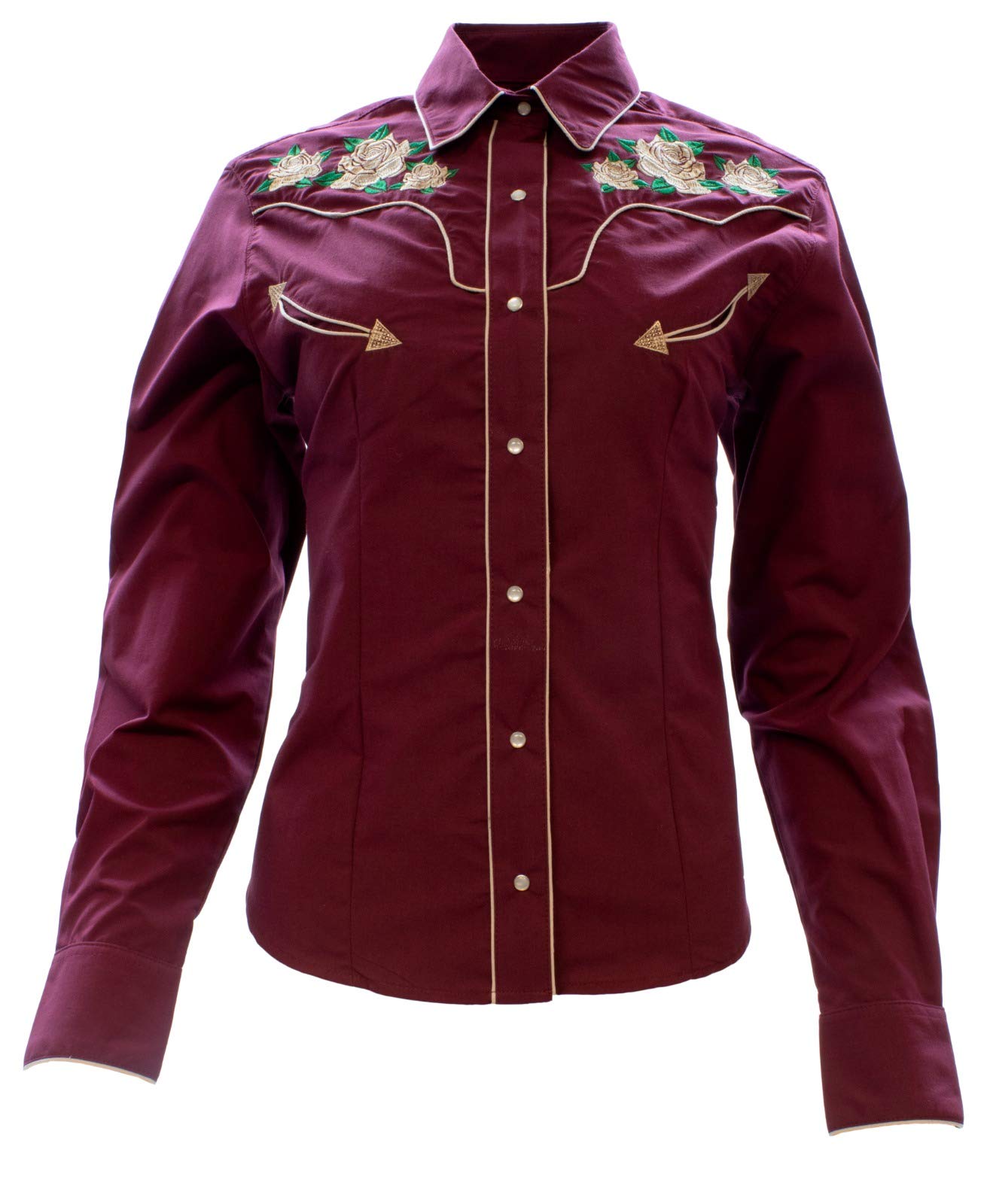 Women's El Señor de Los Cielos Western Shirt - Burgundy Cowgirl Style Top for Country Music Festivals & Rodeo Events