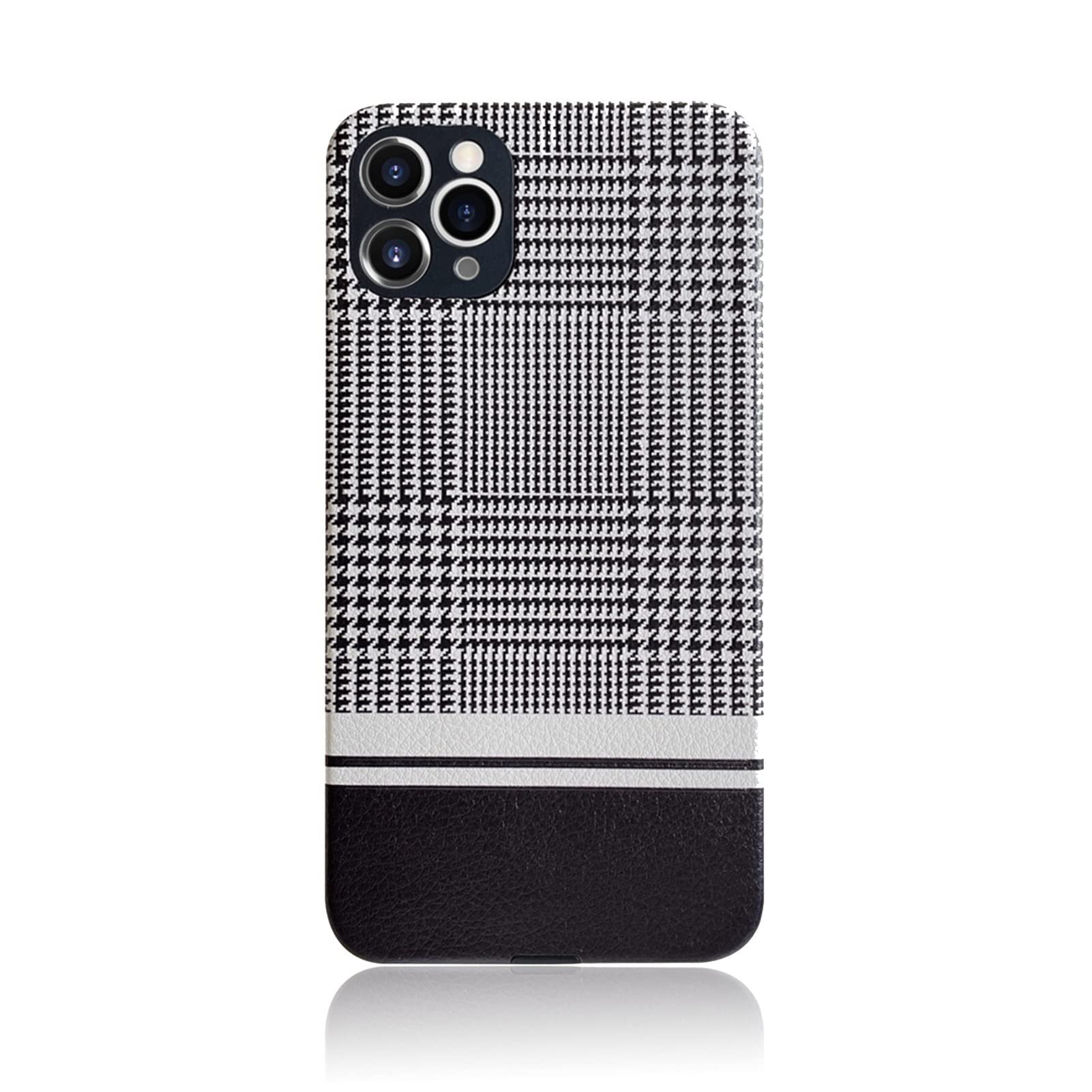 Stylish Houndstooth Leather 2-in-1 Soft Phone Case for iPhone 13/12 Pro Max/11 Pro Max/X/XS/XR/8 Plus/12 Mini - Durable Back Cover with Card Slot (Color A) - Perfect for Work, Travel & Everyday Protection